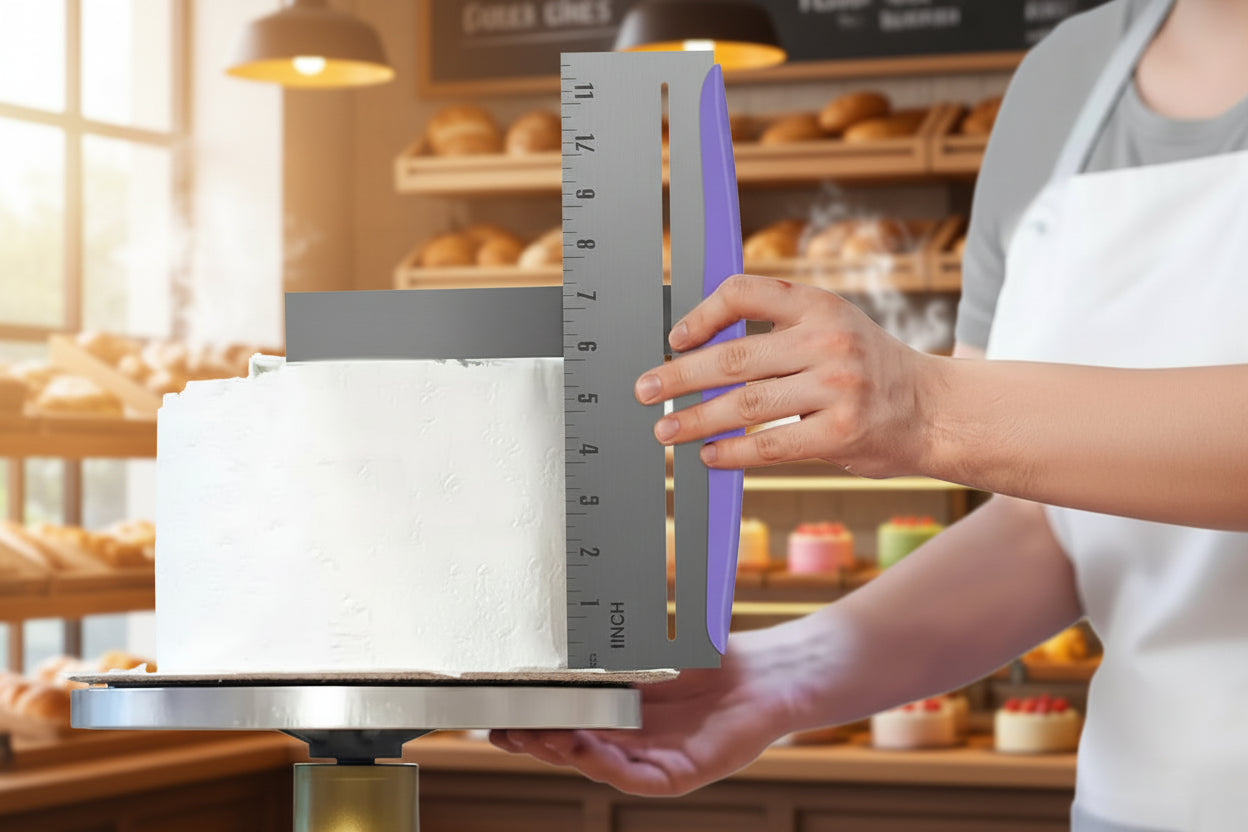 Adjustable Cake Scraper 12-Inch - Stainless Steel Icing Smoother