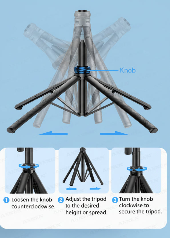 64-Inch Tripod Selfie Stick with 360° Auto-Rotation & Face Tracking - Bluetooth Remote