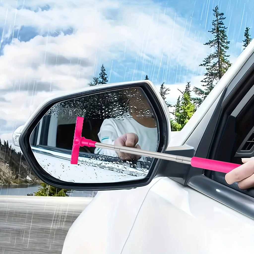 Portable Car Window Scraper with Sponge & Extendable Brush