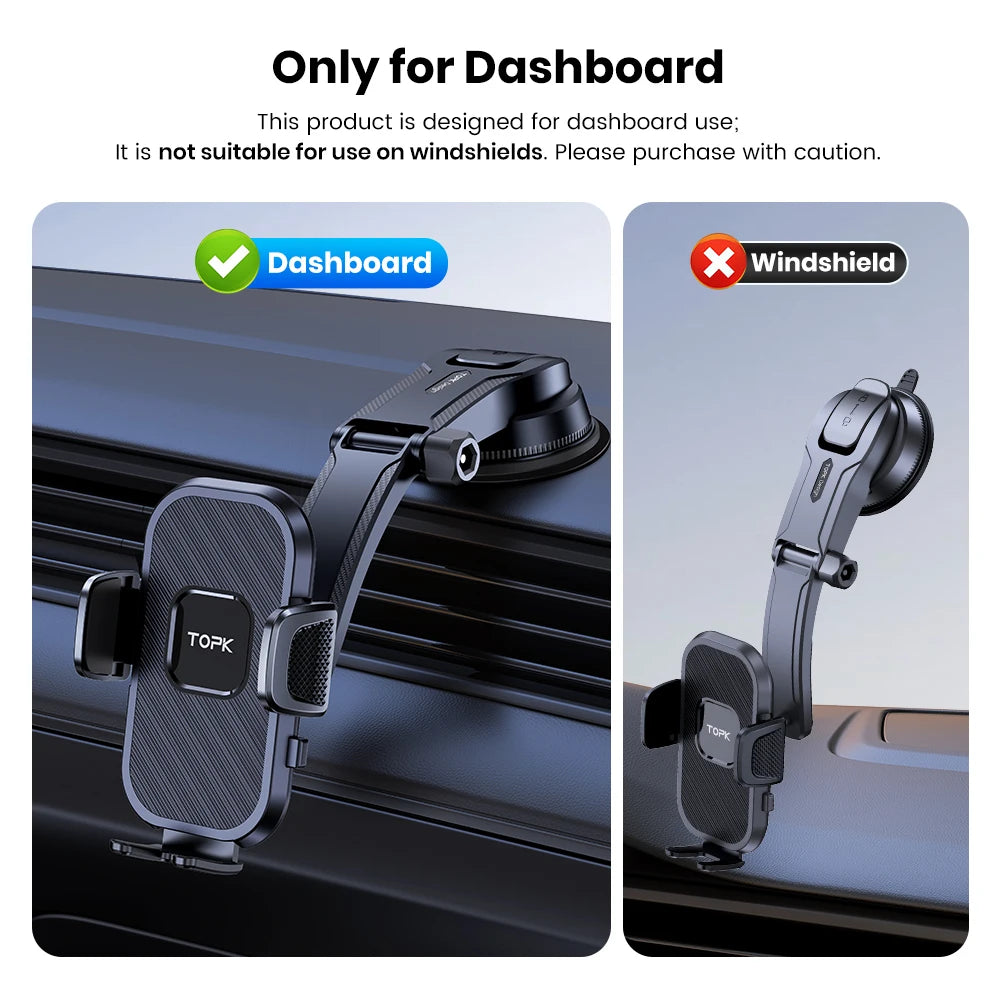 Universal Car Phone Holder - 360° Rotatable Dashboard Mount