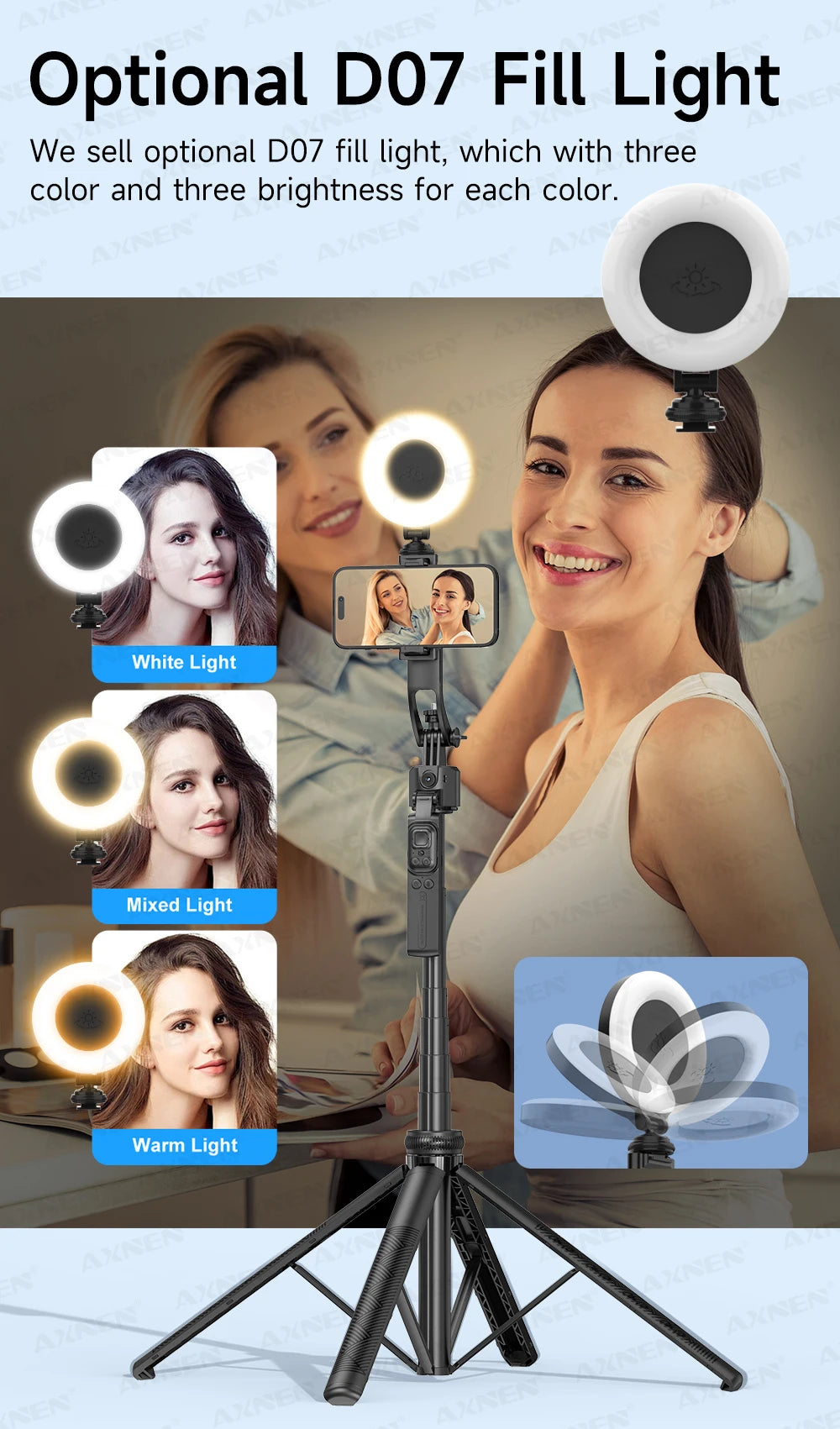 64-Inch Tripod Selfie Stick with 360° Auto-Rotation & Face Tracking - Bluetooth Remote