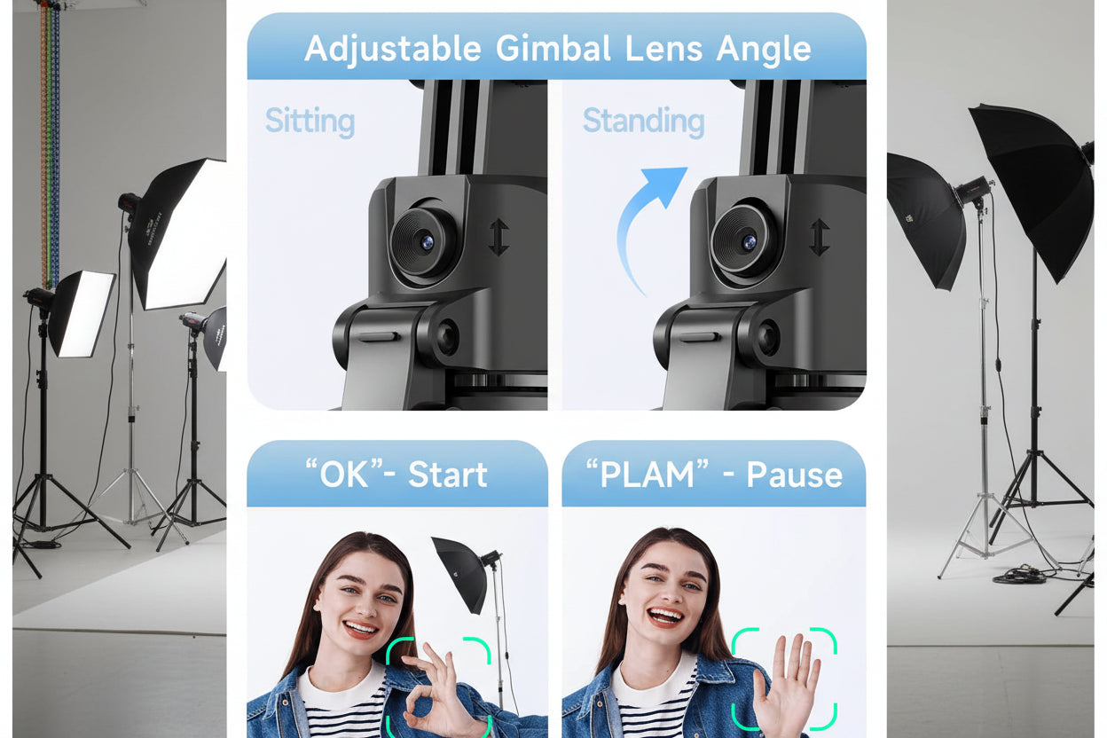 64-Inch Tripod Selfie Stick with 360° Auto-Rotation & Face Tracking - Bluetooth Remote