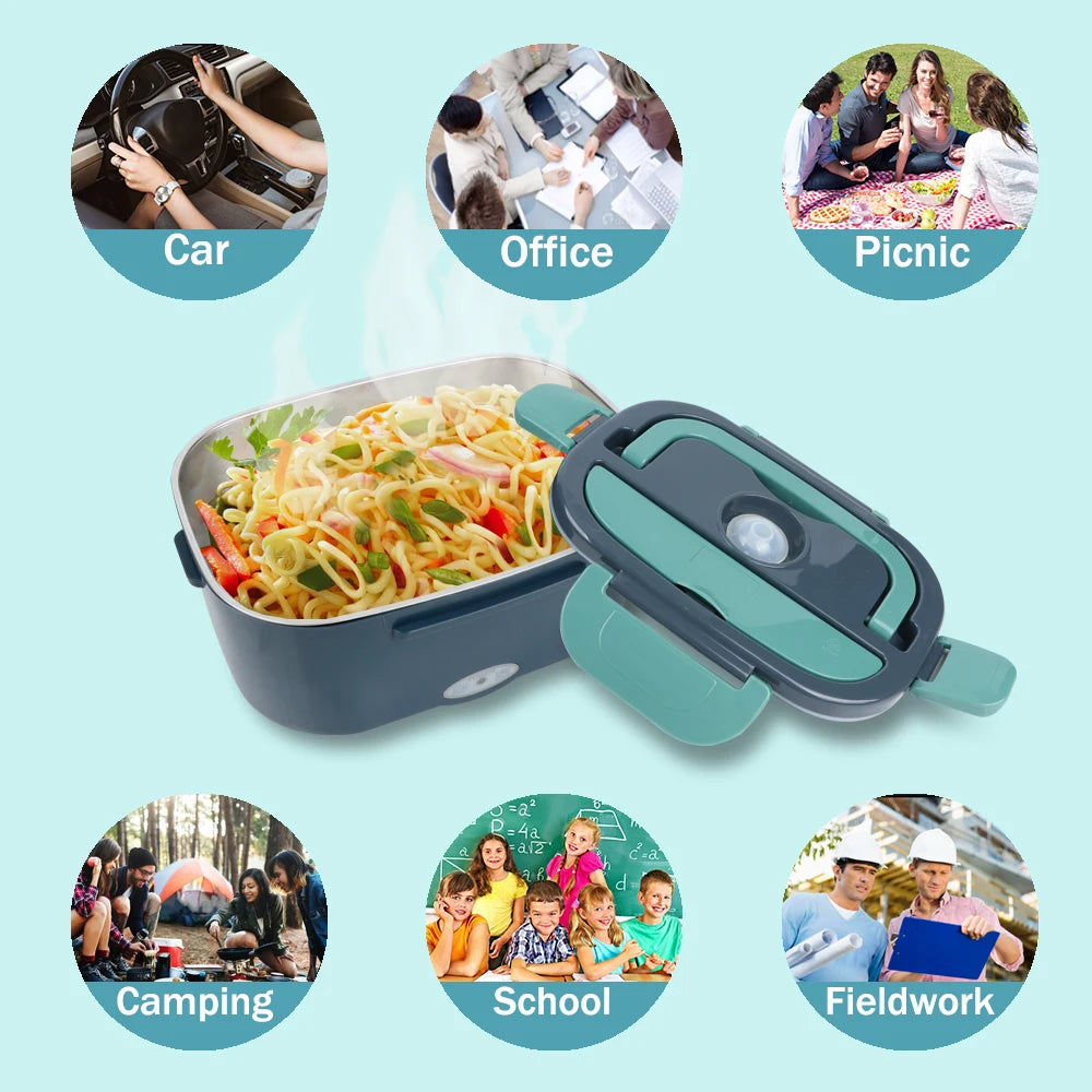 Electric Lunch Box Food Warmer - 1.5L Portable Heater for Car & Home