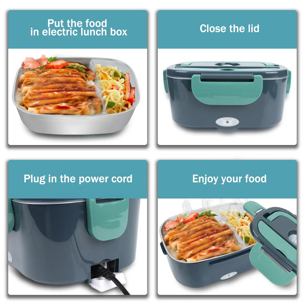 Electric Lunch Box Food Warmer - 1.5L Portable Heater for Car & Home