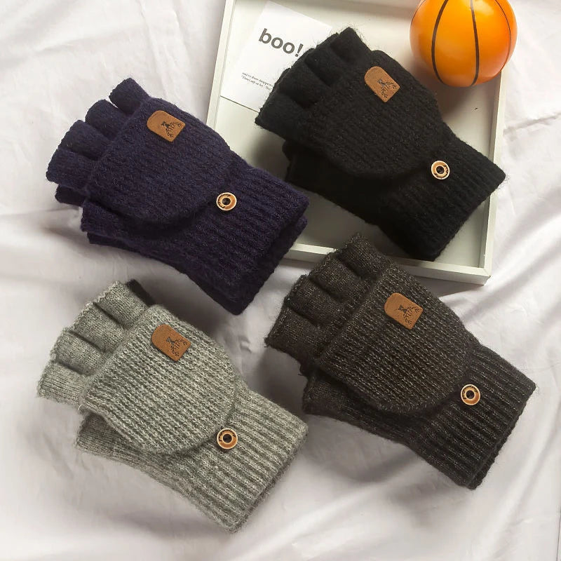 Unisex Knitted Fingerless Gloves - Winter Hand Warmers