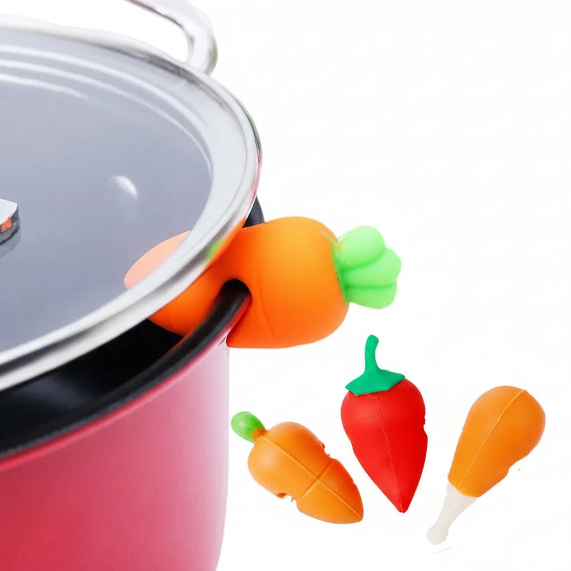 Silicone Pot Lid Holders - Heat-Resistant Anti-Spill Rack (3-Pack)