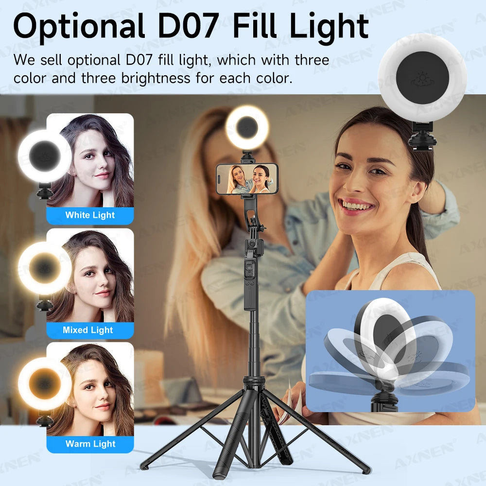 64-Inch Tripod Selfie Stick with 360° Auto-Rotation & Face Tracking - Bluetooth Remote