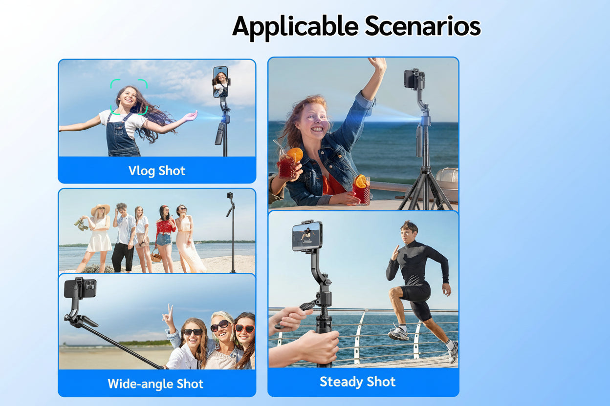 AI Tracking Selfie Stick Tripod with 360° Rotation & Bluetooth Remote - 5.4ft Extendable