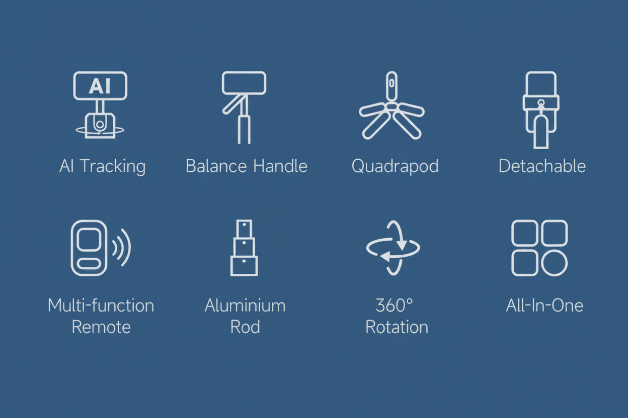 64-Inch Tripod Selfie Stick with 360° Auto-Rotation & Face Tracking - Bluetooth Remote