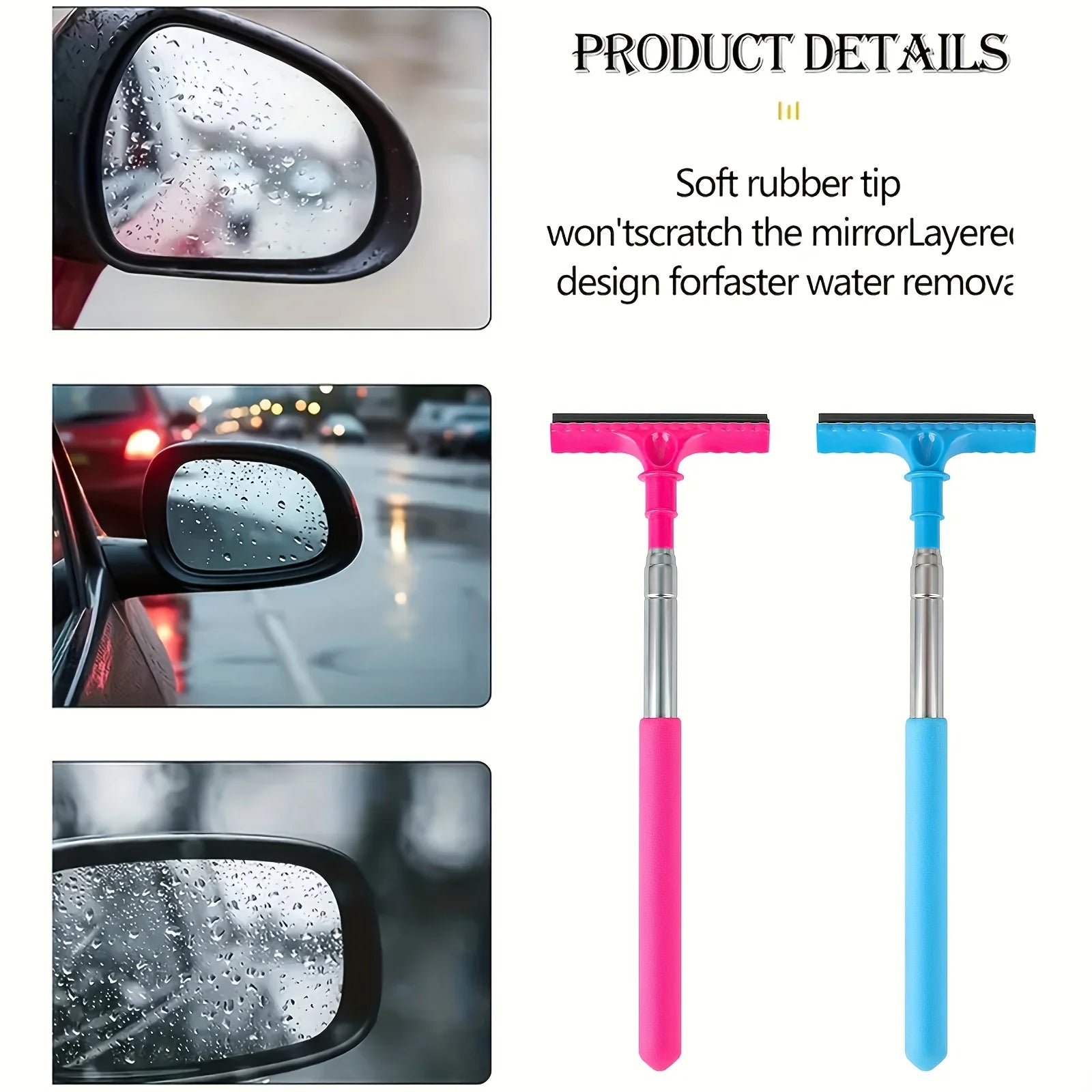 Portable Car Window Scraper with Sponge & Extendable Brush