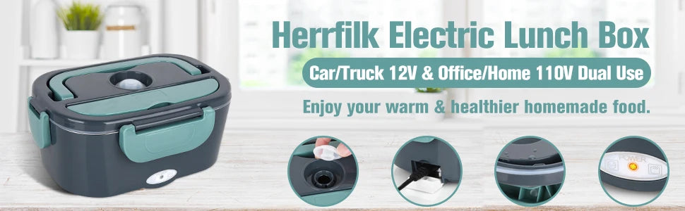 Electric Lunch Box Food Warmer - 1.5L Portable Heater for Car & Home