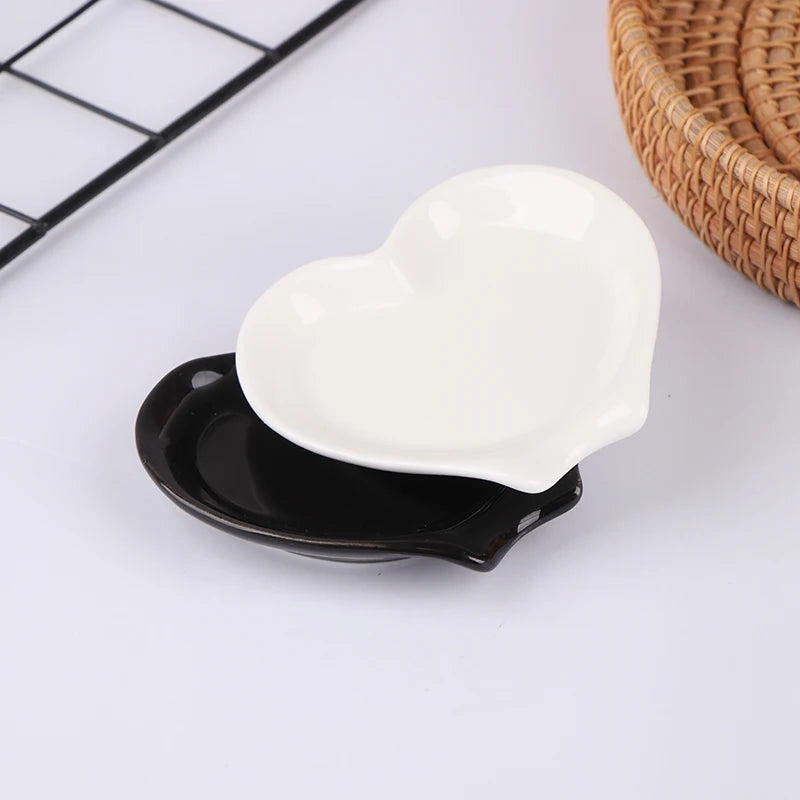 Ceramic Spoon Rest - Heart Shaped Kitchen Utensil Holder