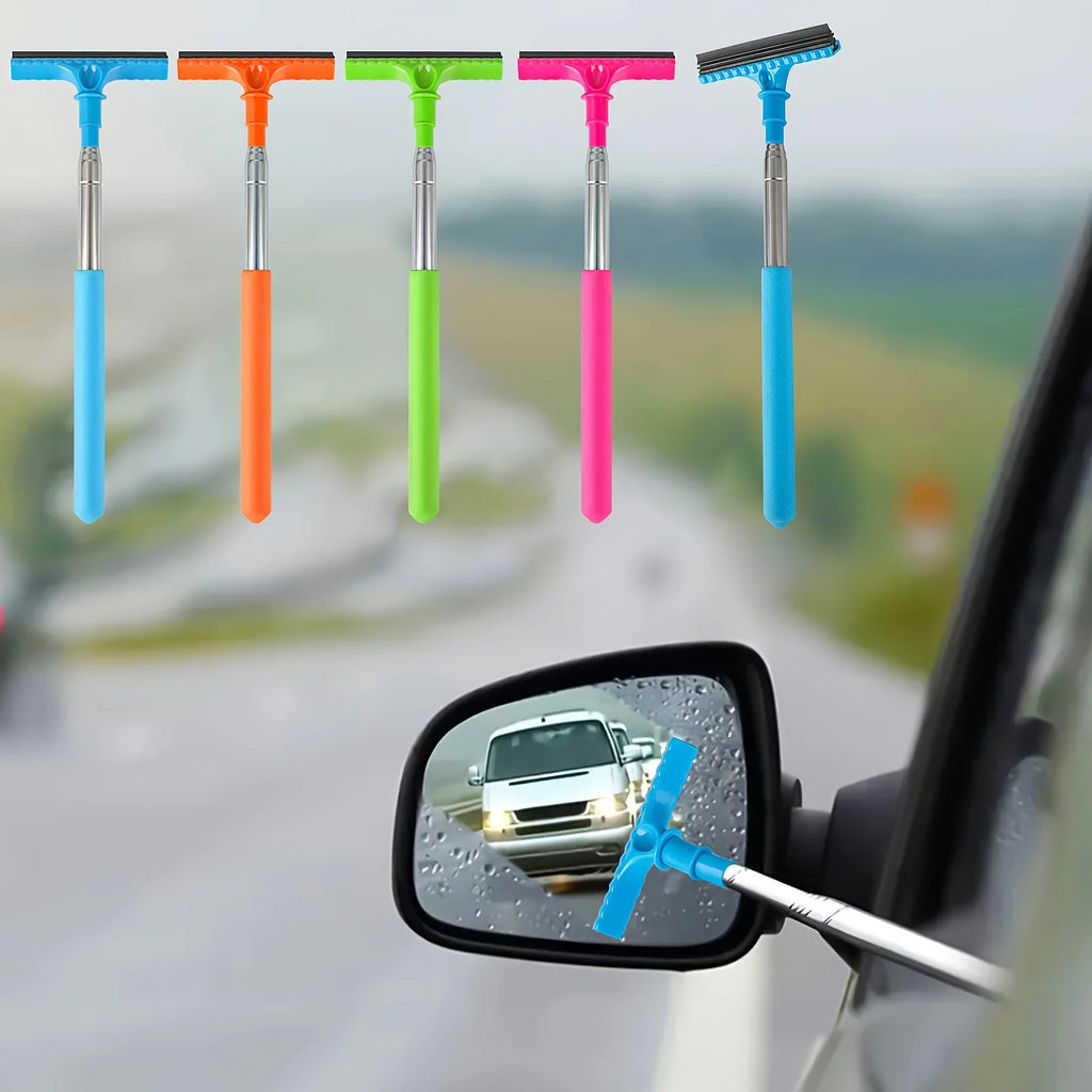 Portable Car Window Scraper with Sponge & Extendable Brush