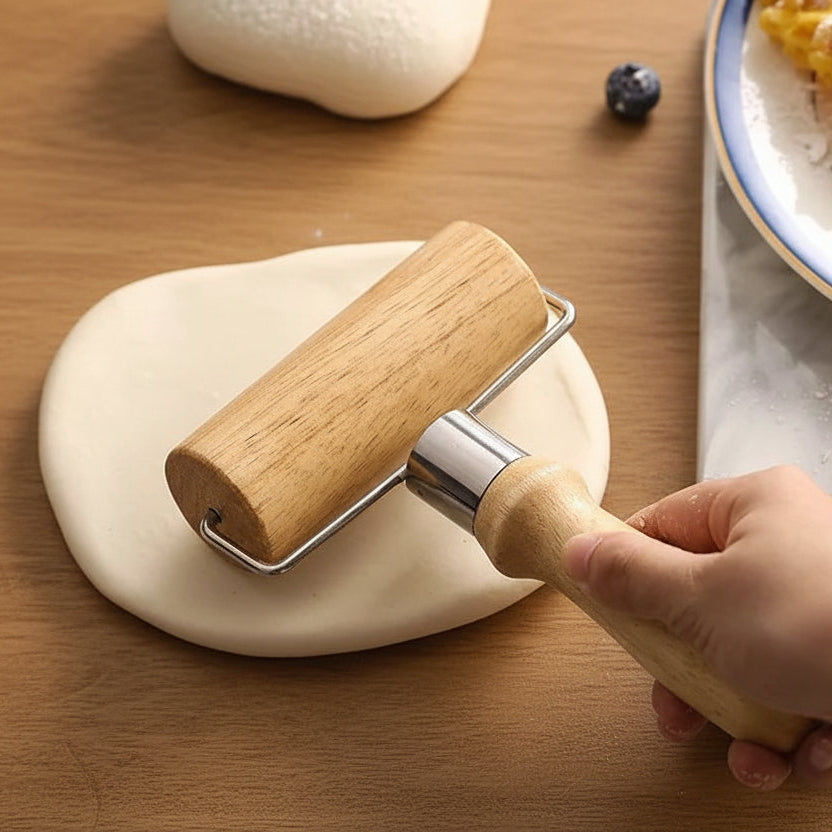 Wooden Rolling Pin - Single-Handle Dough Roller for Baking