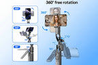 AI Tracking Selfie Stick Tripod with 360° Rotation & Bluetooth Remote - 5.4ft Extendable