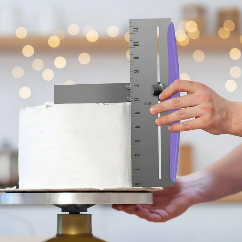 Adjustable Cake Scraper 12-Inch - Stainless Steel Icing Smoother