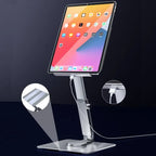Aluminum Tablet Stand - 360° Rotating Adjustable Desk Holder for iPad & Tablets (4-14 Inch)
