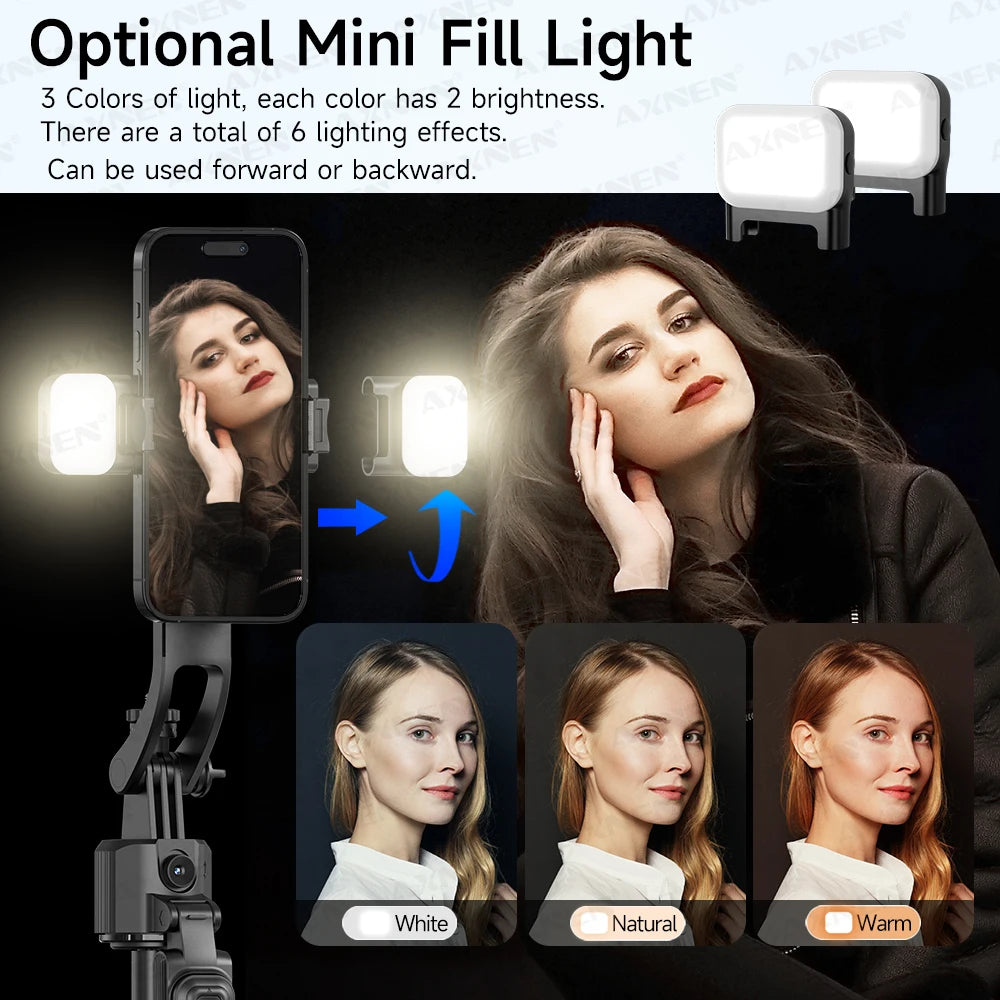 64-Inch Tripod Selfie Stick with 360° Auto-Rotation & Face Tracking - Bluetooth Remote