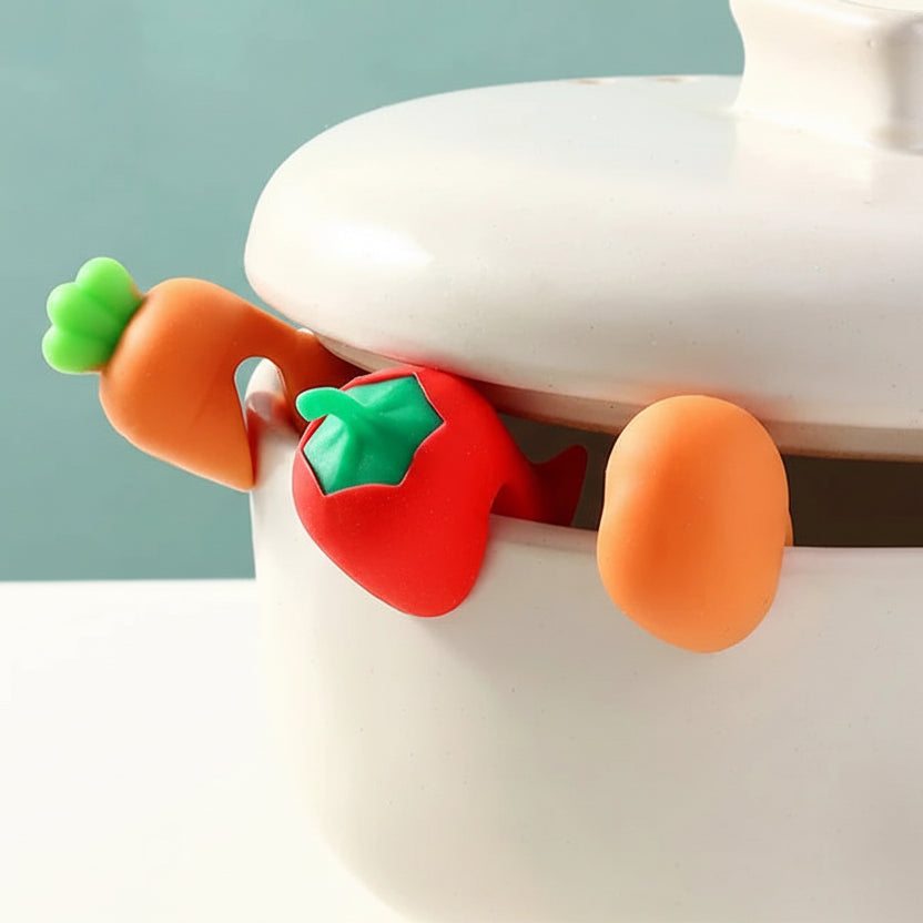 Silicone Pot Lid Holders - Heat-Resistant Anti-Spill Rack (3-Pack)