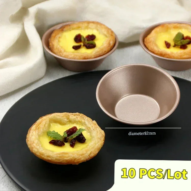Portuguese Egg Tart Molds - 10-Pack Aluminum Baking Cups
