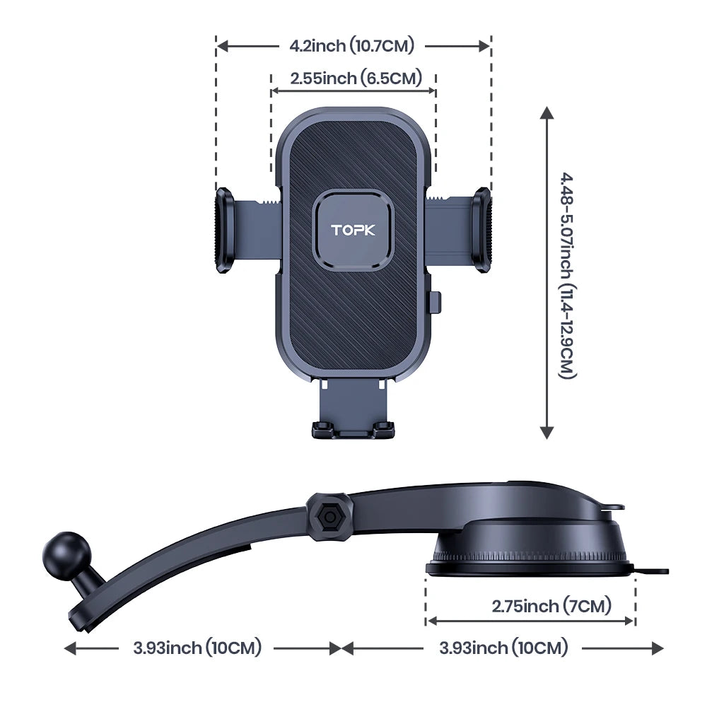 Universal Car Phone Holder - 360° Rotatable Dashboard Mount