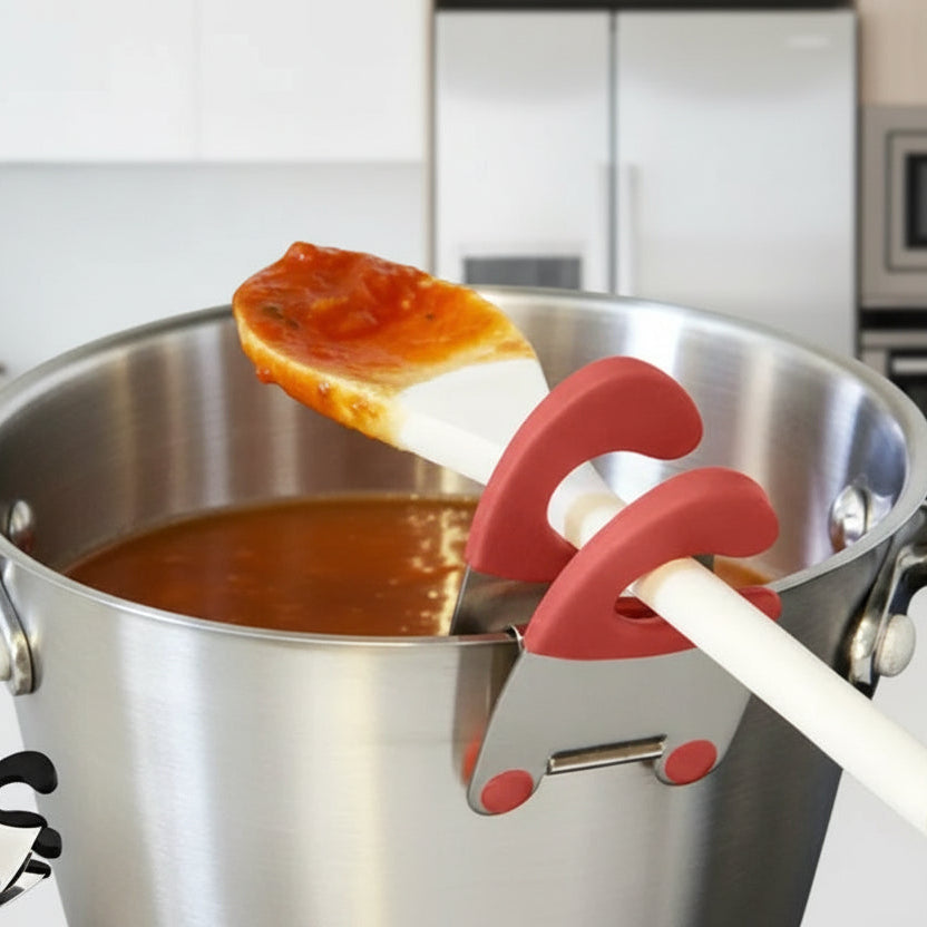 Silicone Pot Spoon Clip - Heat-Resistant Utensil Holder