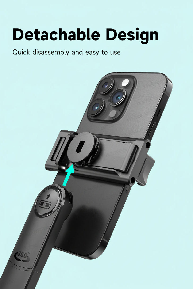 64-Inch Tripod Selfie Stick with 360° Auto-Rotation & Face Tracking - Bluetooth Remote