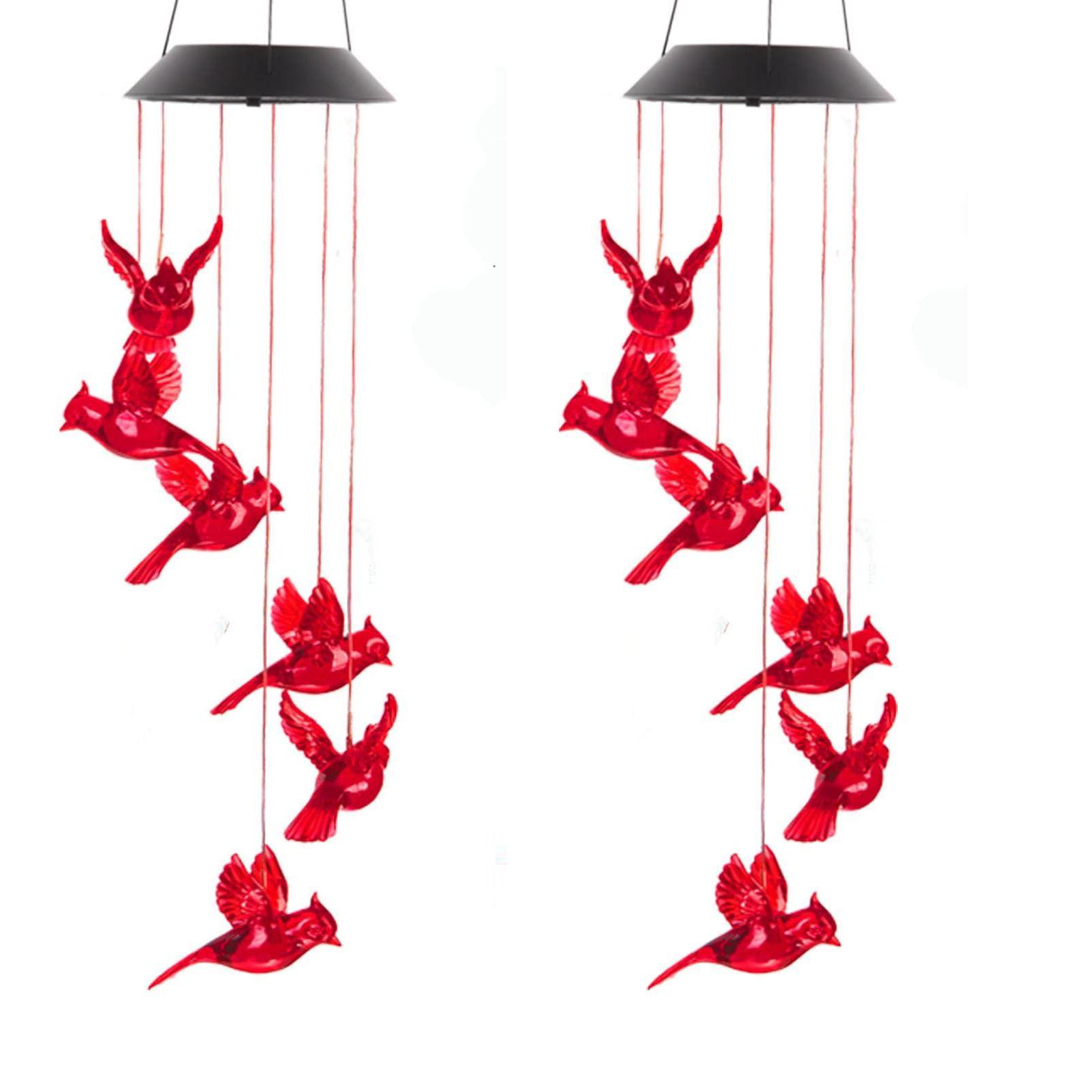 1 Outdoor Solar Flame Bird Wind Chime Light