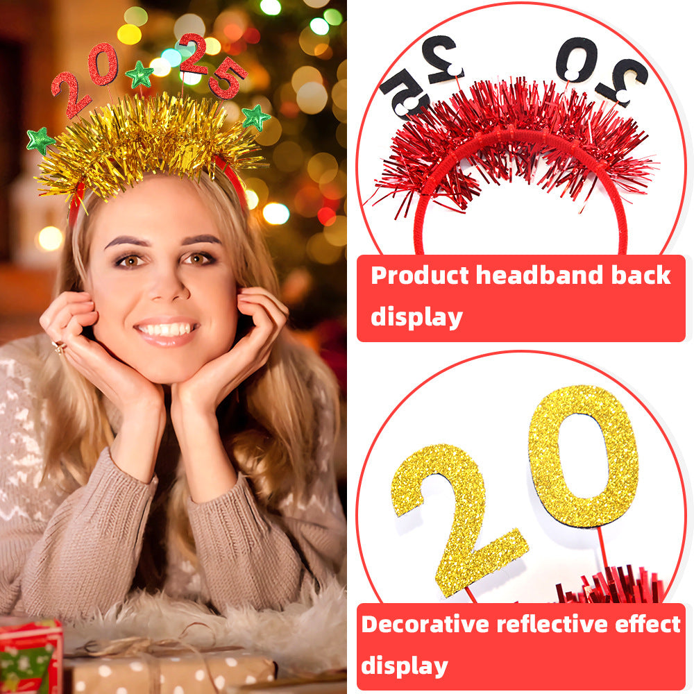 5 Packs Christmas Headbands 2025 New Year Hairband