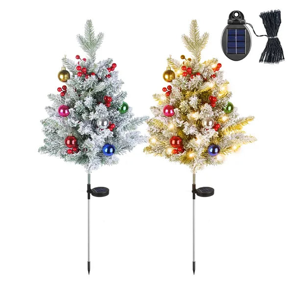 2Pcs Solar Powered Lighted Christmas Tree