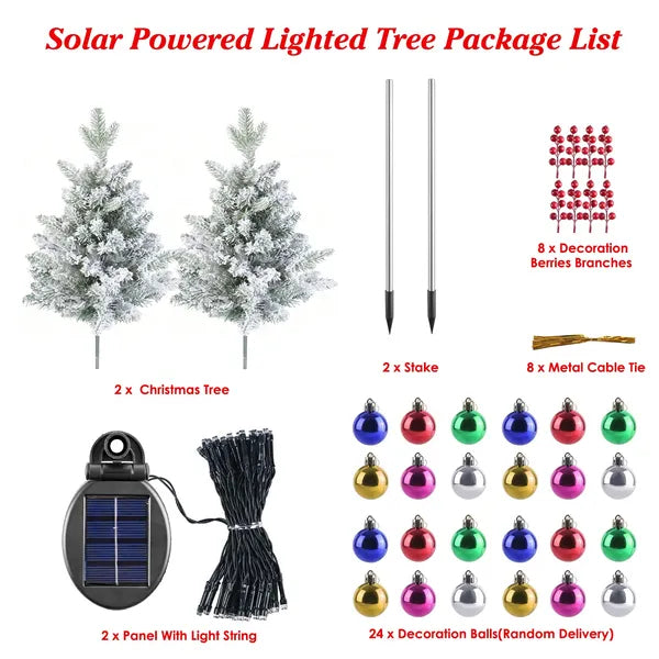 2Pcs Solar Powered Lighted Christmas Tree