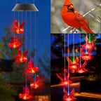 Solar Cardinal Wind Chime with LED Light - Outdoor Garden Decor